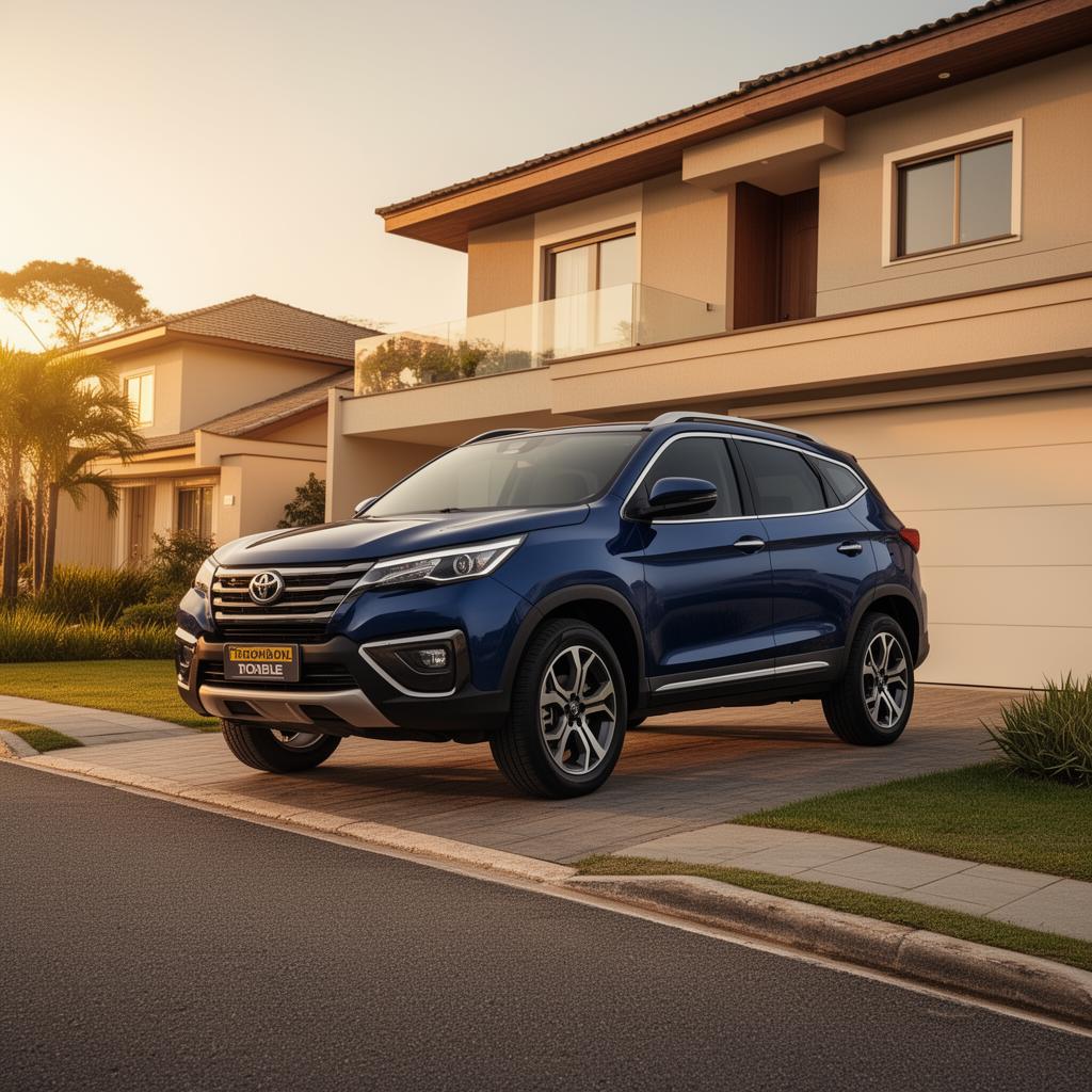 SUV novo de Rafael na garagem de casa